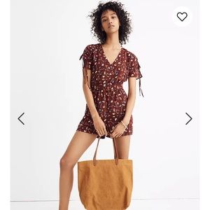 Madewell button from shorts romper in carnation